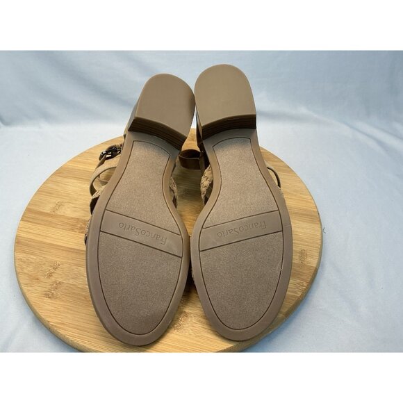 Franco Sarto Olympus Sandal 9.5 Tan Strappy Gladiator Low Heel Zip Up Back - Picture 6 of 7